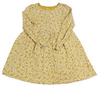 Okrovo-bílé květované bavlněné šaty H&M
