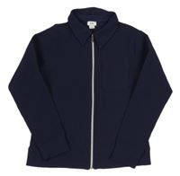 Tmavomodrá žebrovaná propínací mikina s límečkem River Island