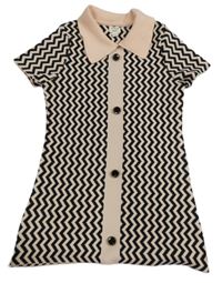 Růžovo-černé vzorované šaty s límečkem a knoflíky River Island