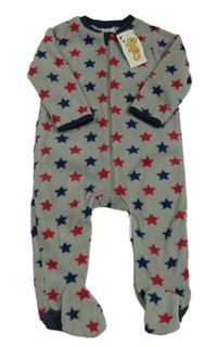 Nové - Šedý fleecový overal s hvězdami