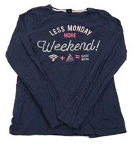 Tmavomodré triko s nápisem Y.F.K.