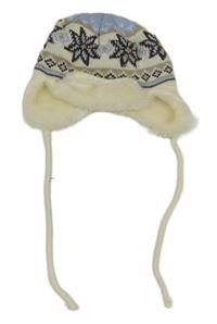 Béžovo-modrá vzorovaná čepice Ergee