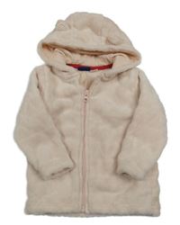 Světlerůžová chlupatá propínací mikina se srdíčky a kapucí Lupilu