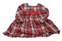 Červeno-světlešedo-černé kostkované šaty s výšivkami Next