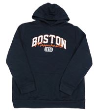 Tmavomodrá mikina s nápisem a kapucí Primark