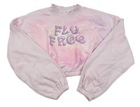 Růžovo-lila crop mikina s nápisem H&M