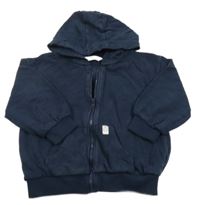 Tmavomodrá podšitá propínací mikina s kapucí M&S