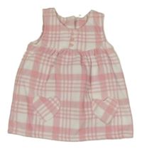 Růžovo-bílé kostkované fleecové šaty se srdíčkovými kapsami George