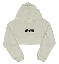 Bílá crop mikina s nápisem a kapucí Shein