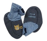 Tmavomodro-bílé pruhované textilní capáčky s medvědy Next vel. 18