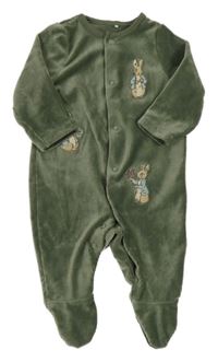 Khaki žebrovaný sametový overal s králíky - Králíček Petr Tu