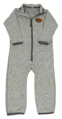 Šedý melírovaný pletený overal s nášivkou H&M