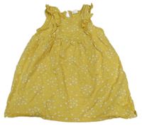 Žluté bavlněné šaty se srdíčky a volánky H&M