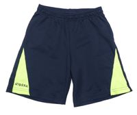 Tmavomodro-neonově žluté sportovní funkční kraťasy Decathlon