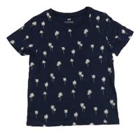 Tmavomodré tričko s palmami H&M