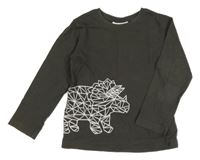 Tmavošedé triko s dinosaurem Bonprix