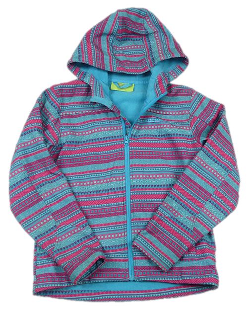 Tyrkysovo-růžová vzorovaná softshellová bunda s kapucí zn. Mountain Warehouse