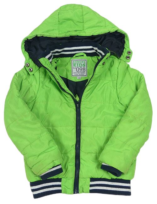 Zelená šusťáková zimní bunda s kapucí 