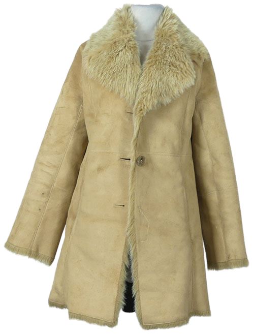 Dámský béžový semišový kabát s kožíškem zn. Wallis 