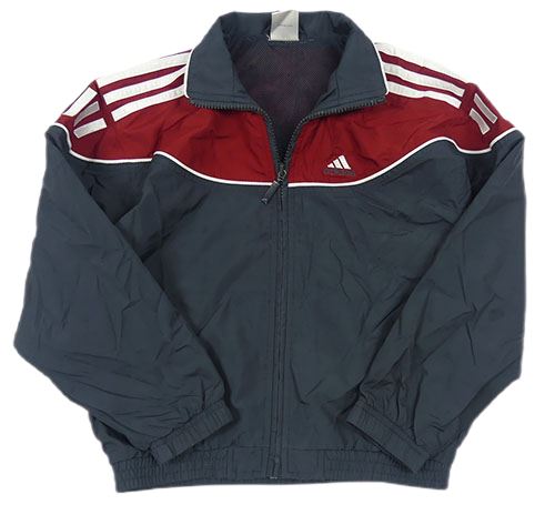 Červeno-tmavomodrá šusťáková sportovní bunda zn. Adidas