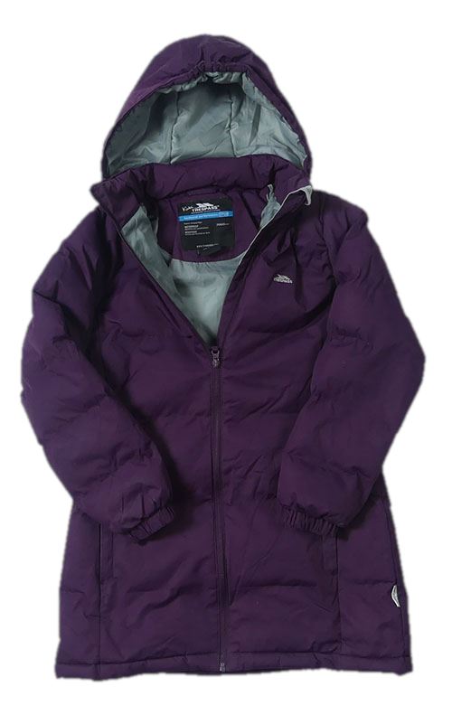 Lilkový kostkovaný šusťákový outdoorový zimní kabát s odepínací kapucí zn. TRESPASS