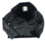 Černá koženková zateplená bunda - křivák Matalan