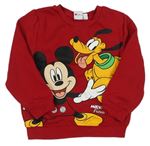 Červená mikina s Mickeym a Plutem Disney 