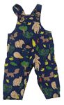 Tmavomodro-barevné laclové manšestrové kalhoty s medvědy M&S