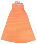 Neonově oranžovo-bílé pruhované maxi šaty s nápisem Primark