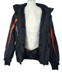 Pánská černo-oranžová šusťáková lyžařská bunda s kapucí 