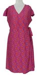 Dámské růžovo-červené kytičkované zavinovací šaty Next 