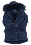 Tmavomodrá šusťáková zimní bunda s kapucí Bluezoo