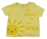 Žluté tričko se sluncem a nápisem F&F