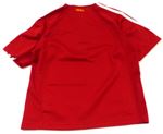 Červené funkční tričko s nápisem a pruhy zn. Adidas