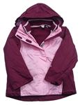 3v1 Růžovo-fialová šusťáková celoroční funkční bunda s kytičkou a kapucí Crivit
