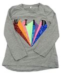 Šedé melírované triko s barevným potiskem Bluezoo