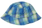 Modro-limetkový kostkovaný klobouk Nutmeg