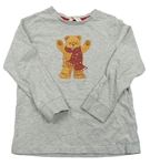 Šedé melírované pyžamové triko s medvědem 