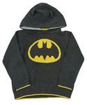 Tmavošedý svetr se znakem Batmana a kapucí M&S