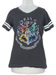 Dámské tmavošedé tričko s erbem Harry Potter 