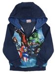 Tmavomodro-modrá propínací mikina s Avengers a kapucí MARVEL