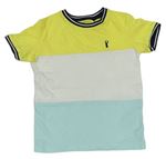 Bílo-žluto-modré tričko s výšivkou Next