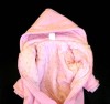 Růžová fleecová zimní kombinéza s káčetem a kapucí