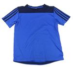 Modro-tmavomodré sportovní funkční tričko s pruhy Adidas