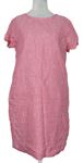 Dámské růžové melírované lněné šaty 