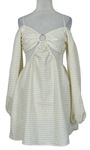 Dámské béžovo-bílé kostkované krepové šaty s průstřihy H&M