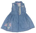 Modré riflové šaty s kytičkami F&F