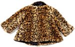 Hnědo-béžový vzorovaný chlupatý oteplený kabát s límečkem zn. Mothercare