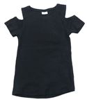 Černé žebrované tričko s průstřihy F&F