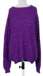 Dámský fialový chlupatý svetr 